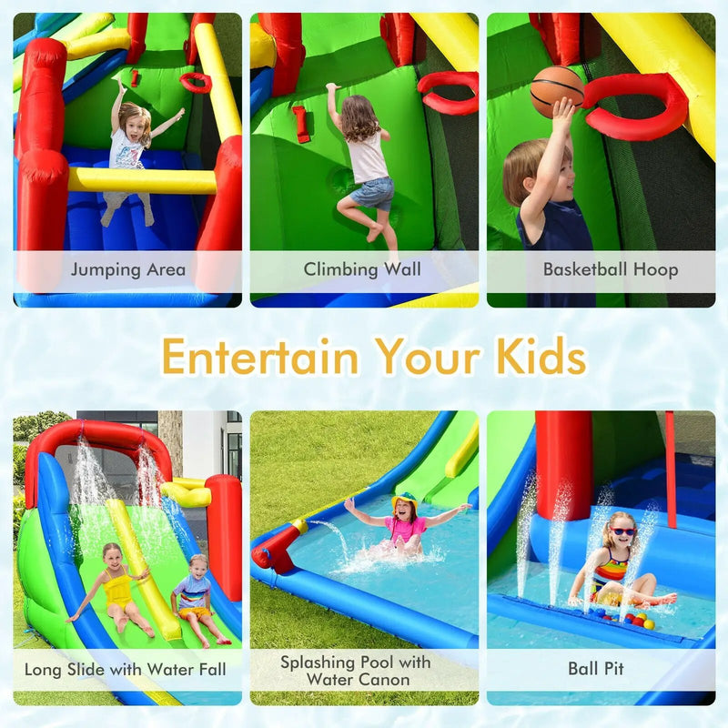 Inflatable Water Slide with Ocean Balls for Kids without Blower by DirectDeals