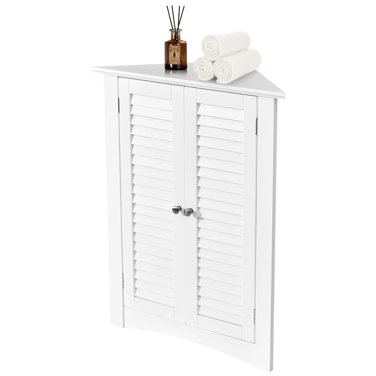 Bathroom Corner Storage Freestanding Floor Cabinet with Shutter Door, photo 7 of 24