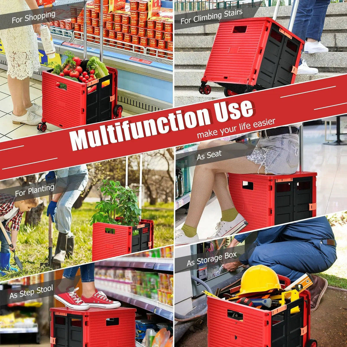 Costway Foldable Utility Cart for Travel and Shopping, photo 4 of 16