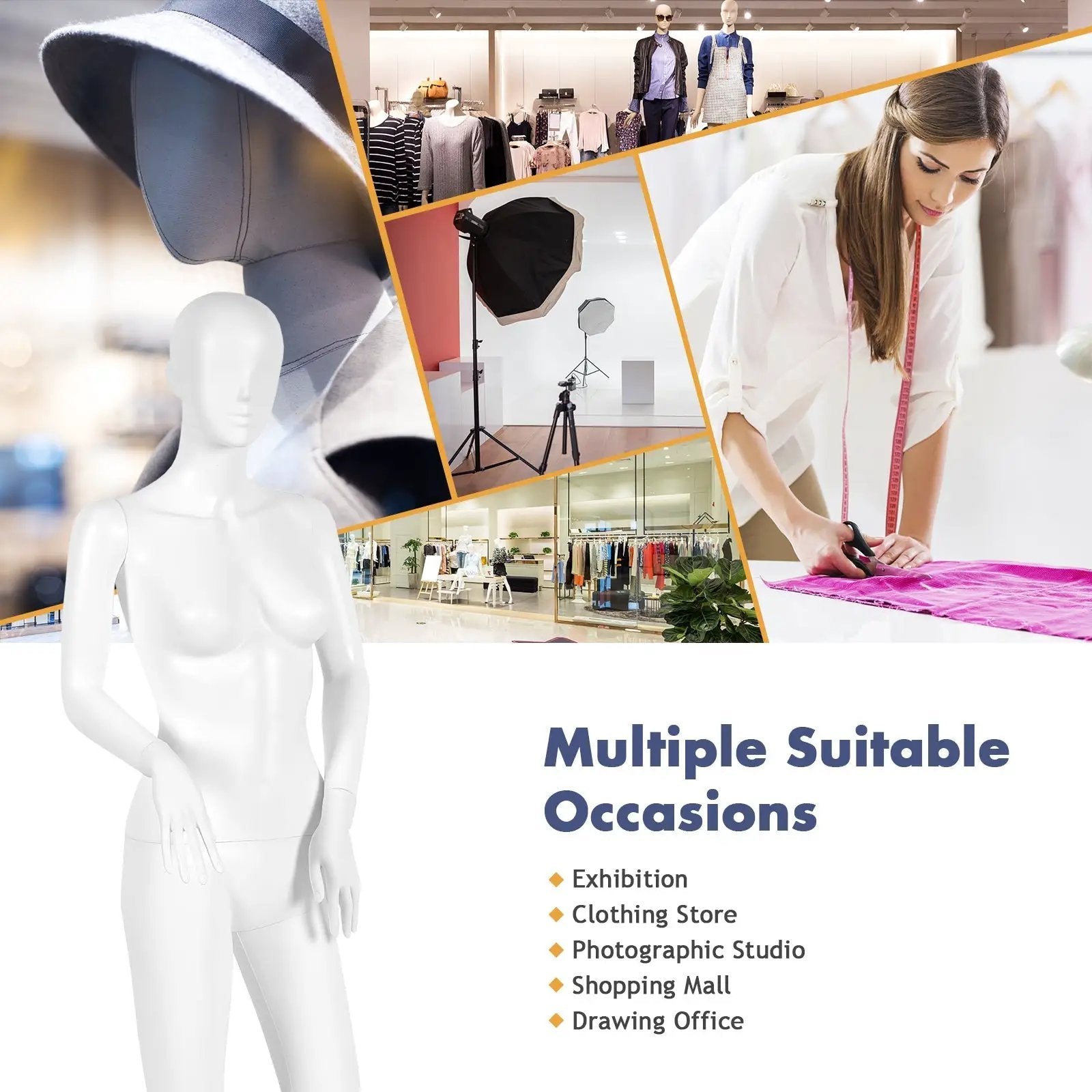 5.8 ft Plastic Female Mannequin Adjustable Detachable Manikin with Metal Stand by DirectDeals