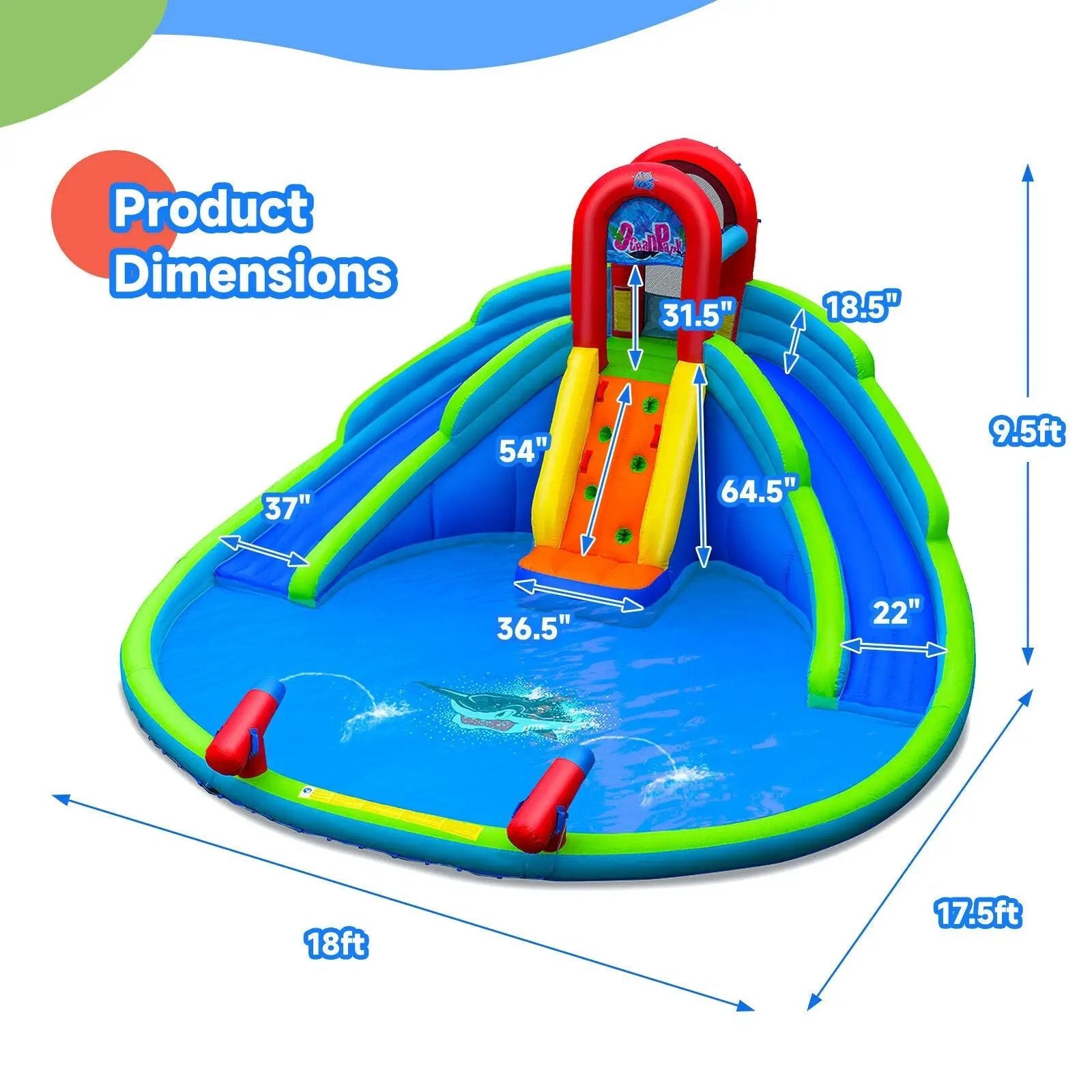 Inflatable Waterslide Bounce House with Upgraded Handrail without Blower by DirectDeals