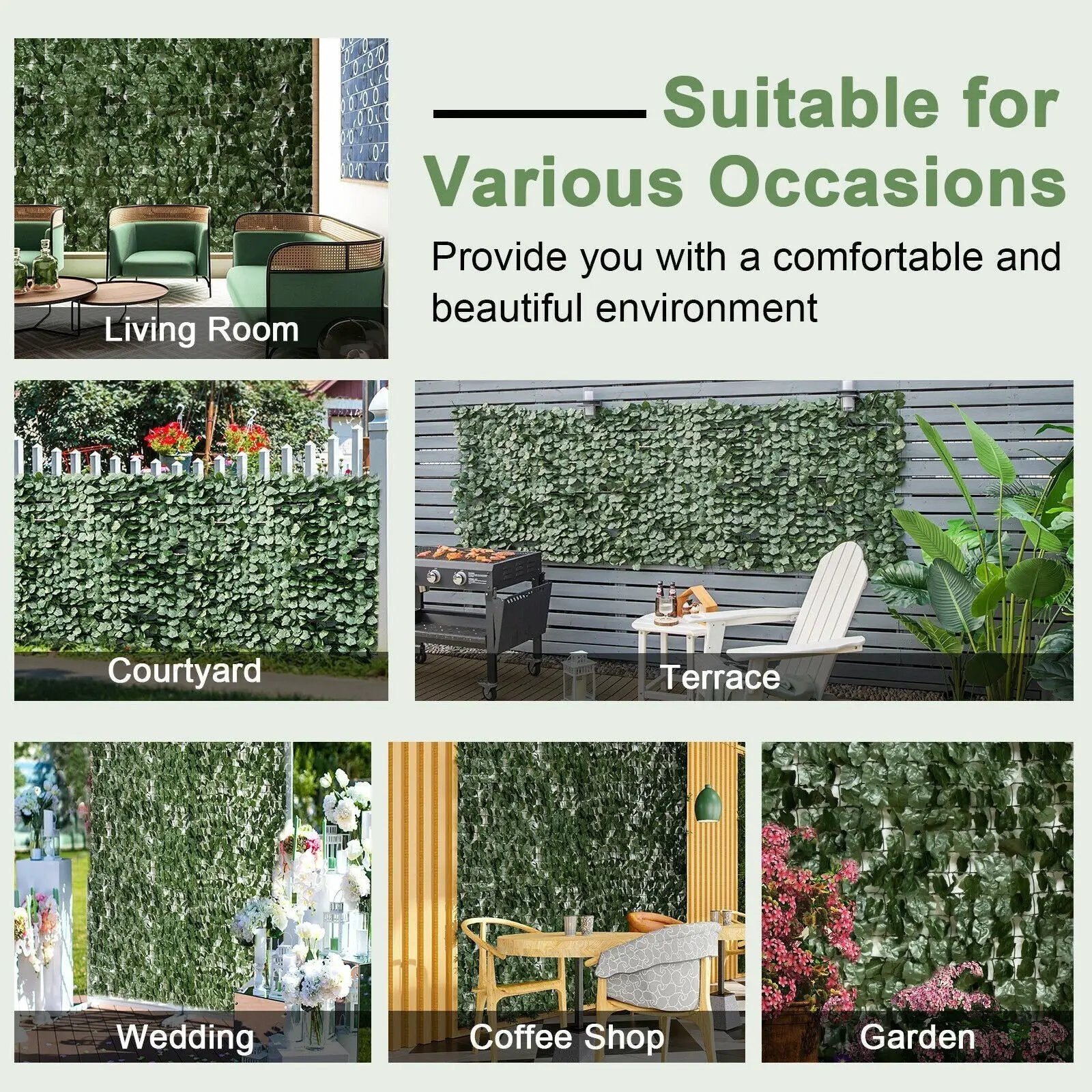 118 x 39 Inch Artificial Ivy Privacy Fence Screen for Fence Decor by DirectDeals