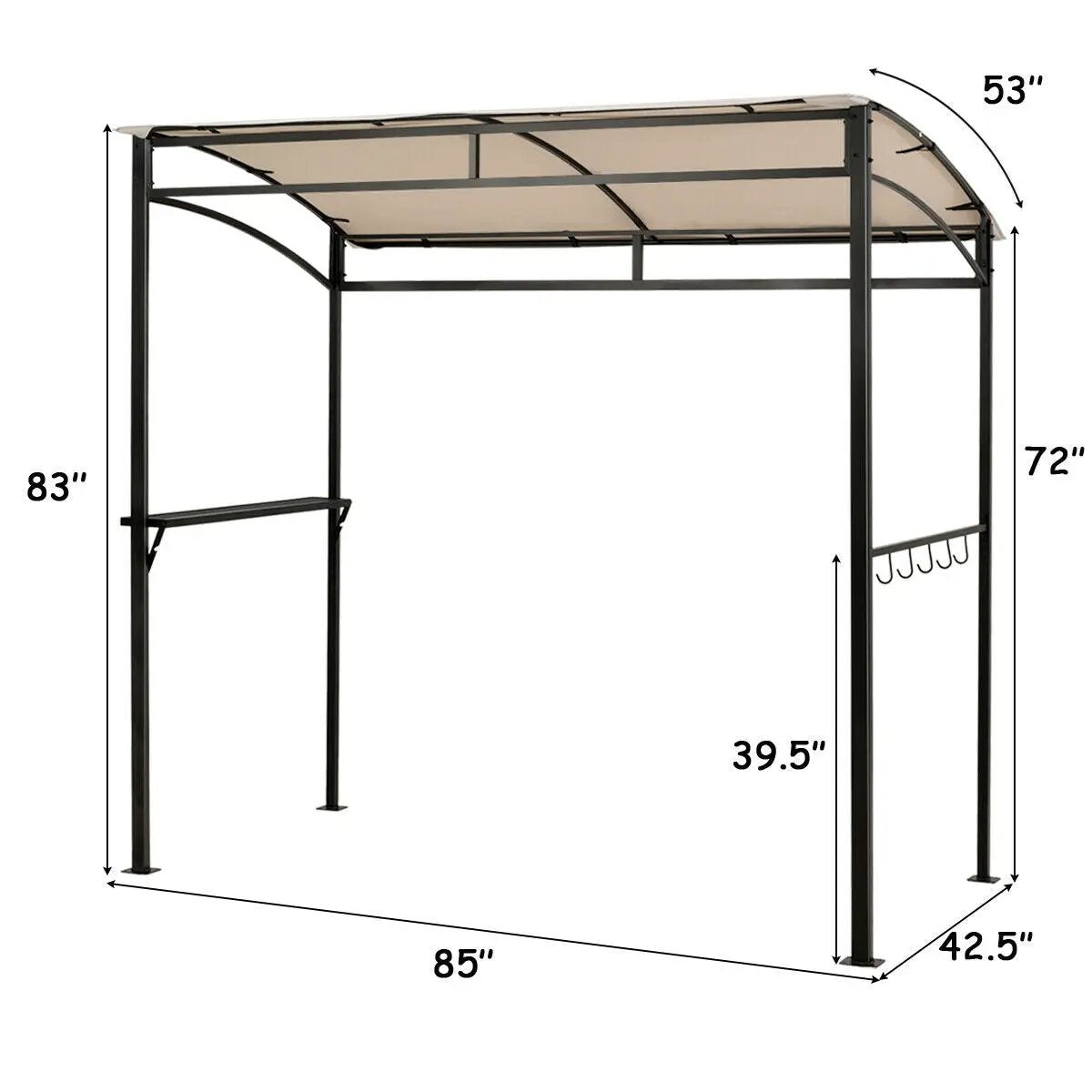 7 x 4.5 Feet Grill Gazebo Outdoor Patio Garden BBQ Canopy Shelter-Brown, photo 5 of 10