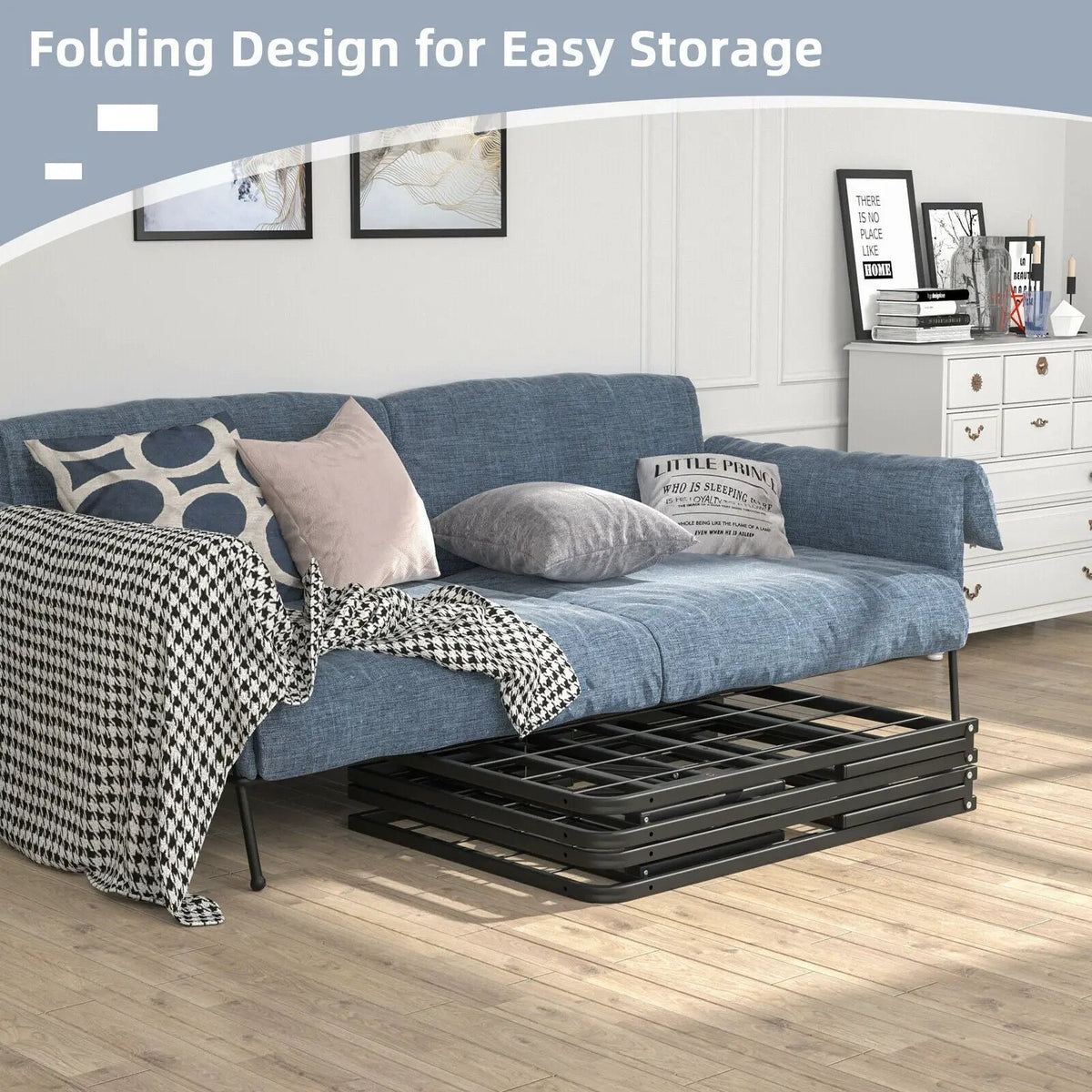 Twin/Full/Queen Size Foldable Metal Platform Bed with Tool-Free Assembly, photo 8 of 10