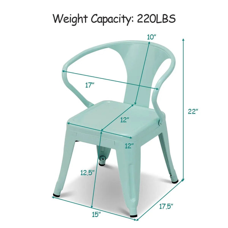 Set of 2 Steel Armchair Stackable Kids Chairs-Green by DirectDeals