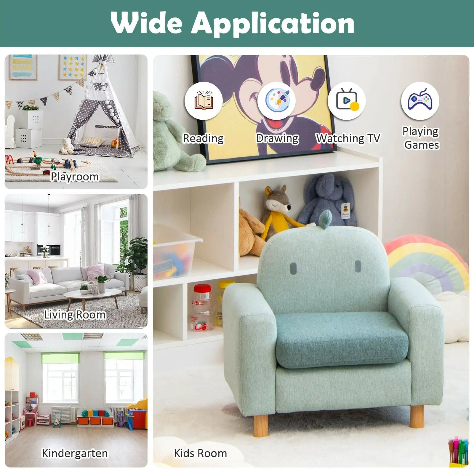 Kids Sofa with Armrest and Thick Cushion by DirectDeals