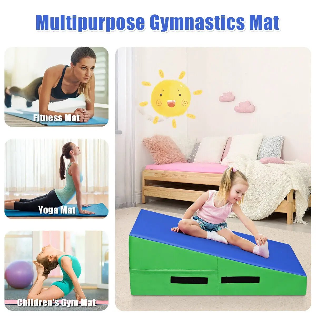 Incline Gymnastics Mat Wedge Ramp Gym Tumbling Exercise Mat by DirectDeals