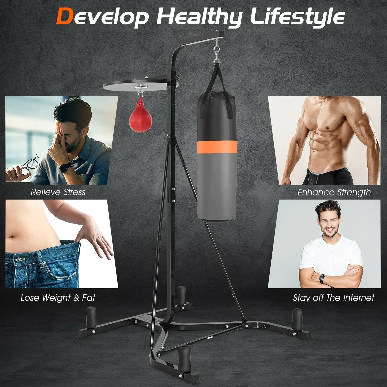 Heavy Duty Boxing Punching Stand With Heavy Bag by DirectDeals