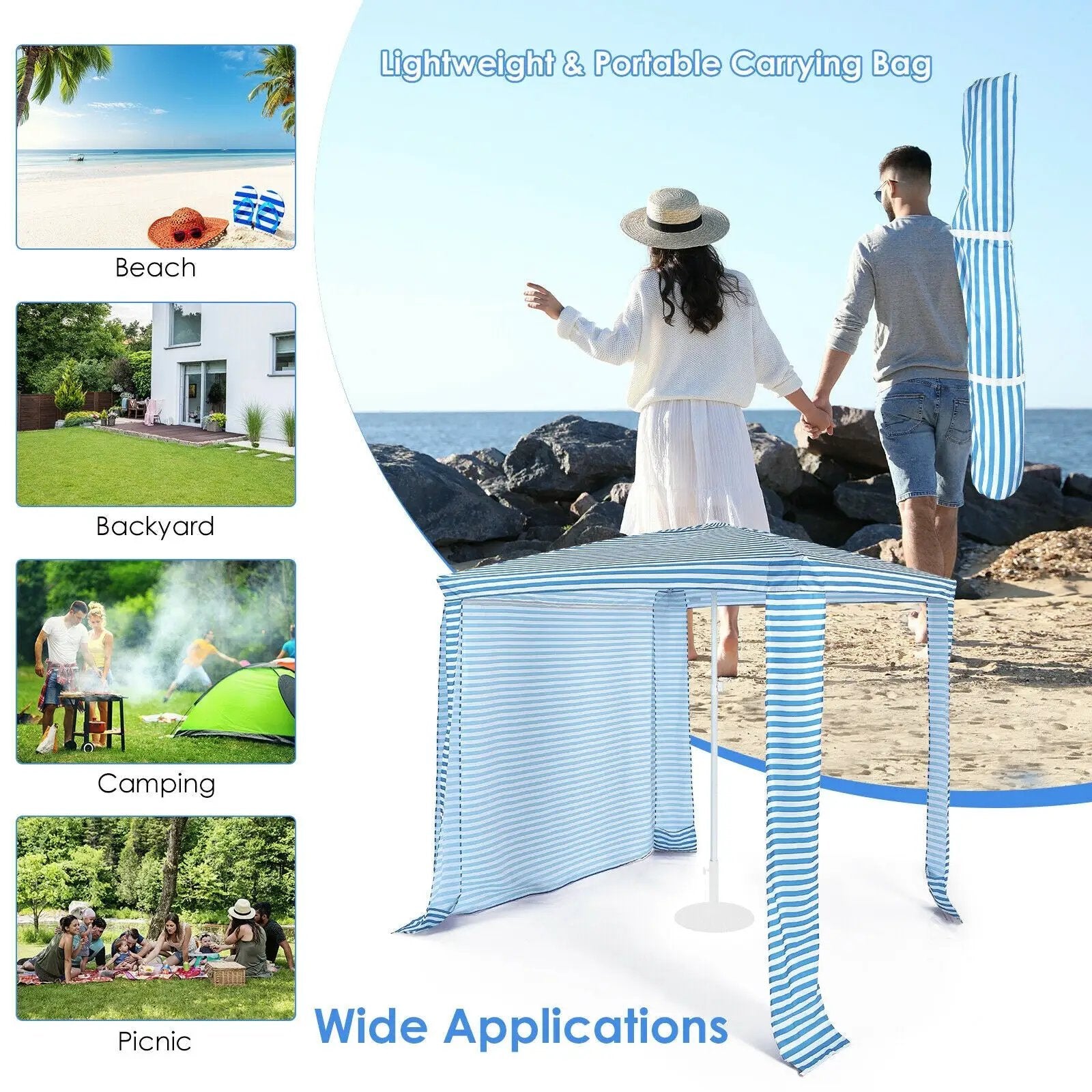 6.6 x 6.6 Feet Foldable and Easy-Setup Beach Canopy With Carry Bag by DirectDeals