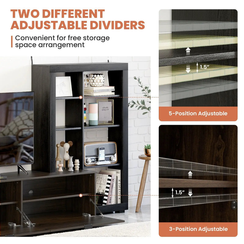 2-In-1 TV Stand with 4-tier Bookshelf for TVs up to 50 Inch by DirectDeals