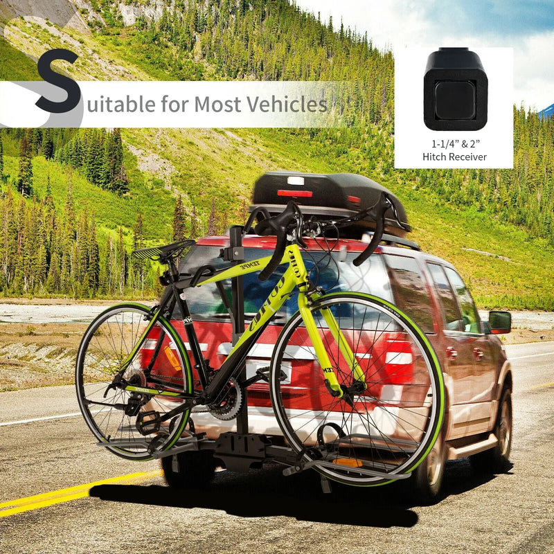 2-Bike Hitch Mount Bike Rack for 1-1/4 Inch or 2 Inch Receiver-Black by DirectDeals