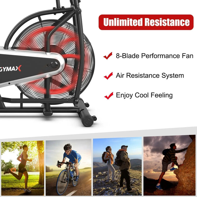 Upright Air Bike with Unlimited Resistance-Black by DirectDeals