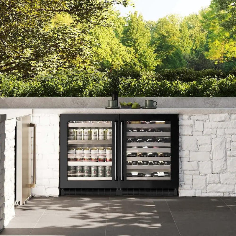 ZLINE 24" Touchstone 151 Can Beverage Fridge Black Stainless Steel Glass Door RBSO-BS-24 by Farmhouse Kitchen and Bath