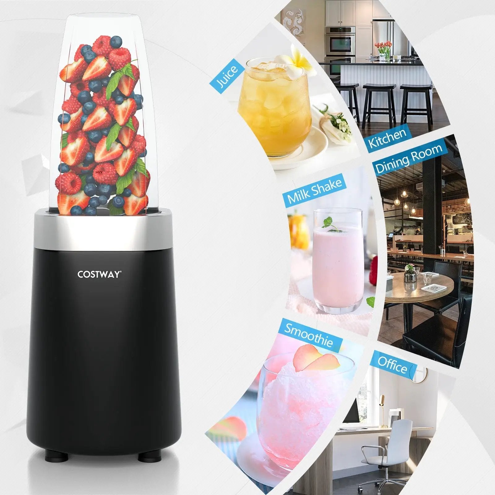 1000W Portable Blender with 6-Blade Design-Black by DirectDeals