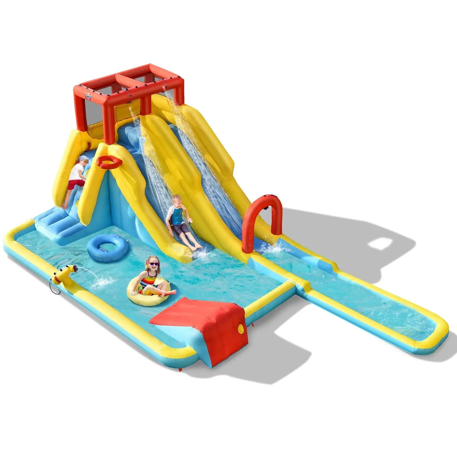7-in-1 Inflatable Dual Slide Water Park Bounce House Without Blower by DirectDeals