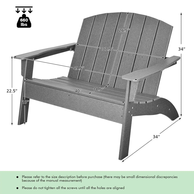 HDPE Patio Adirondack Chair for Porch Garden Backyard-Gray by DirectDeals