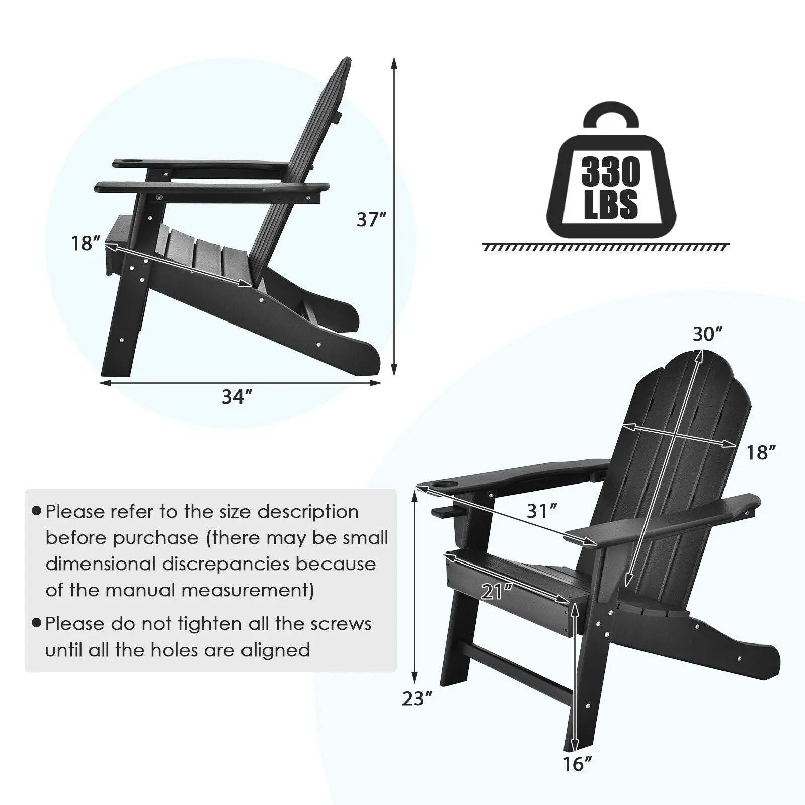 Outdoor Adirondack Chair with Built-in Cup Holder for Backyard Porch by DirectDeals