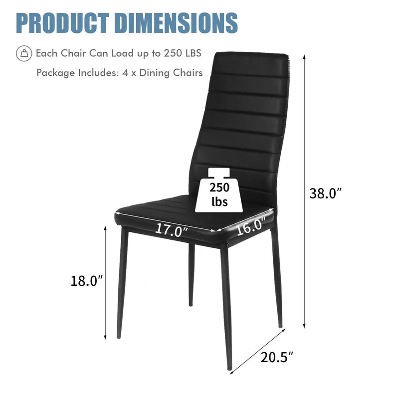4 Pieces Modern Leather Dinning Chairs Set with Metal Frame by DirectDeals