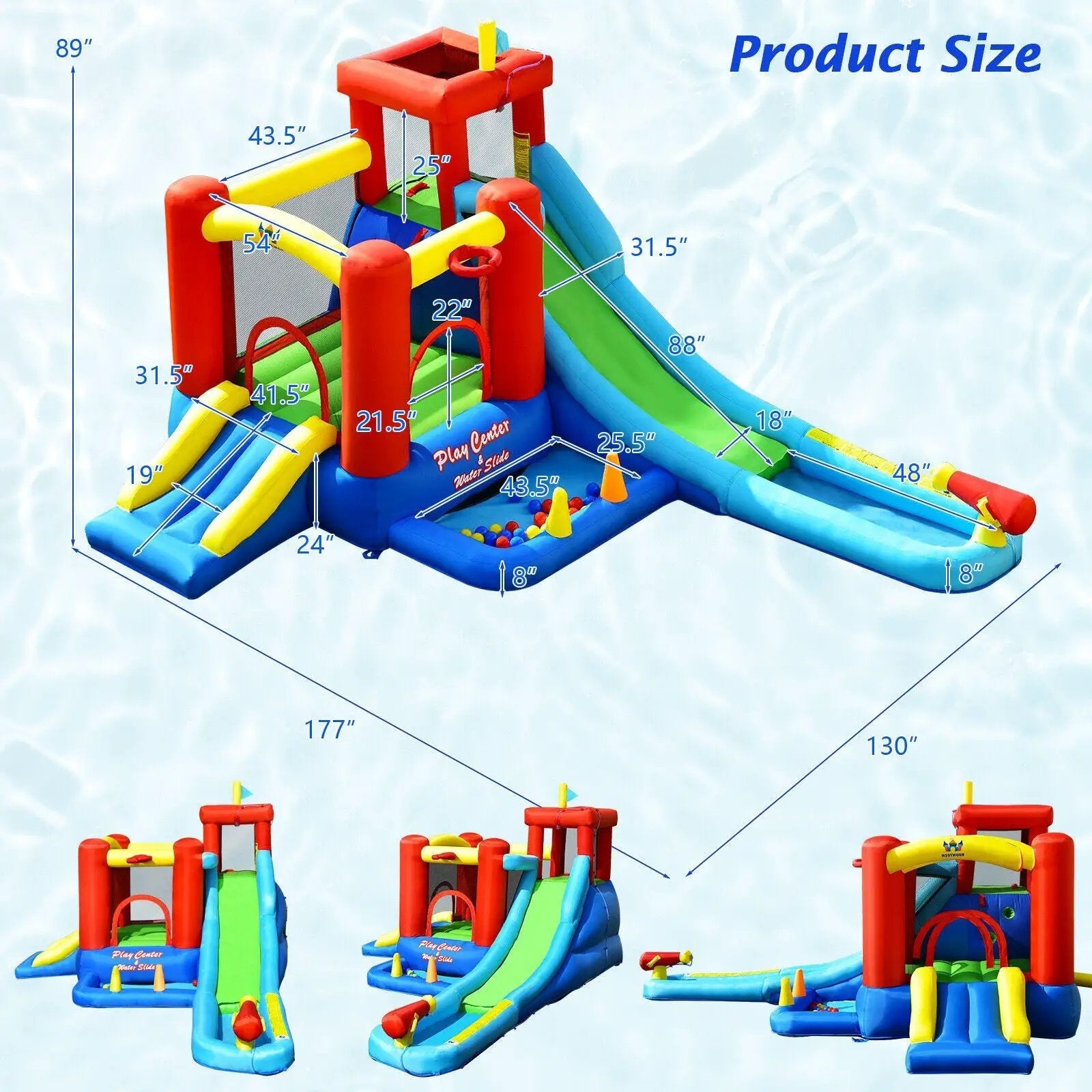 9-in-1 Inflatable Kids Water Slide Bounce House without Blower by DirectDeals