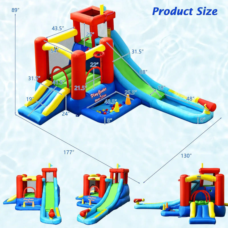 9-in-1 Inflatable Kids Water Slide Bounce House without Blower by DirectDeals