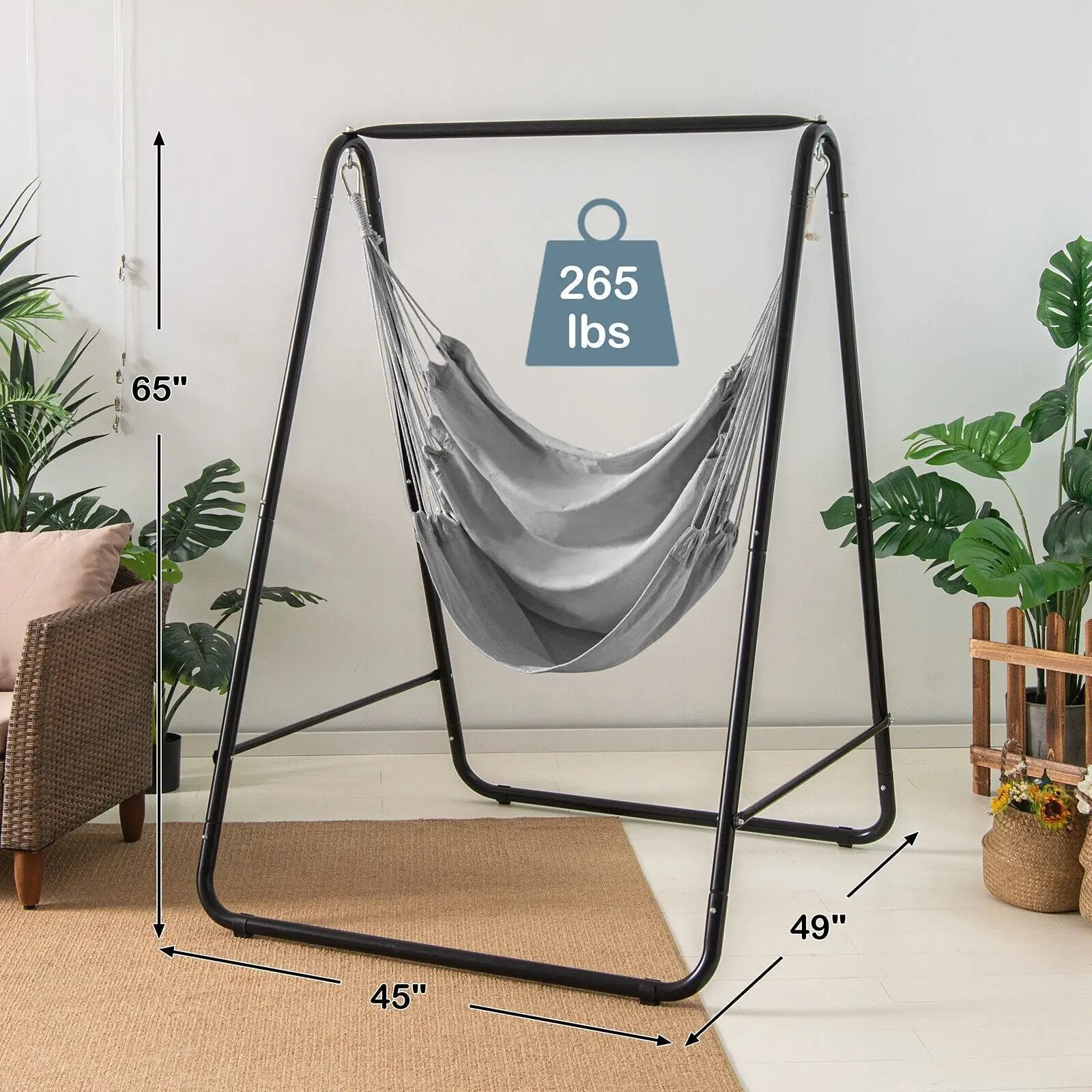 Hanging Padded Hammock Chair with Stand and Heavy Duty Steel by DirectDeals
