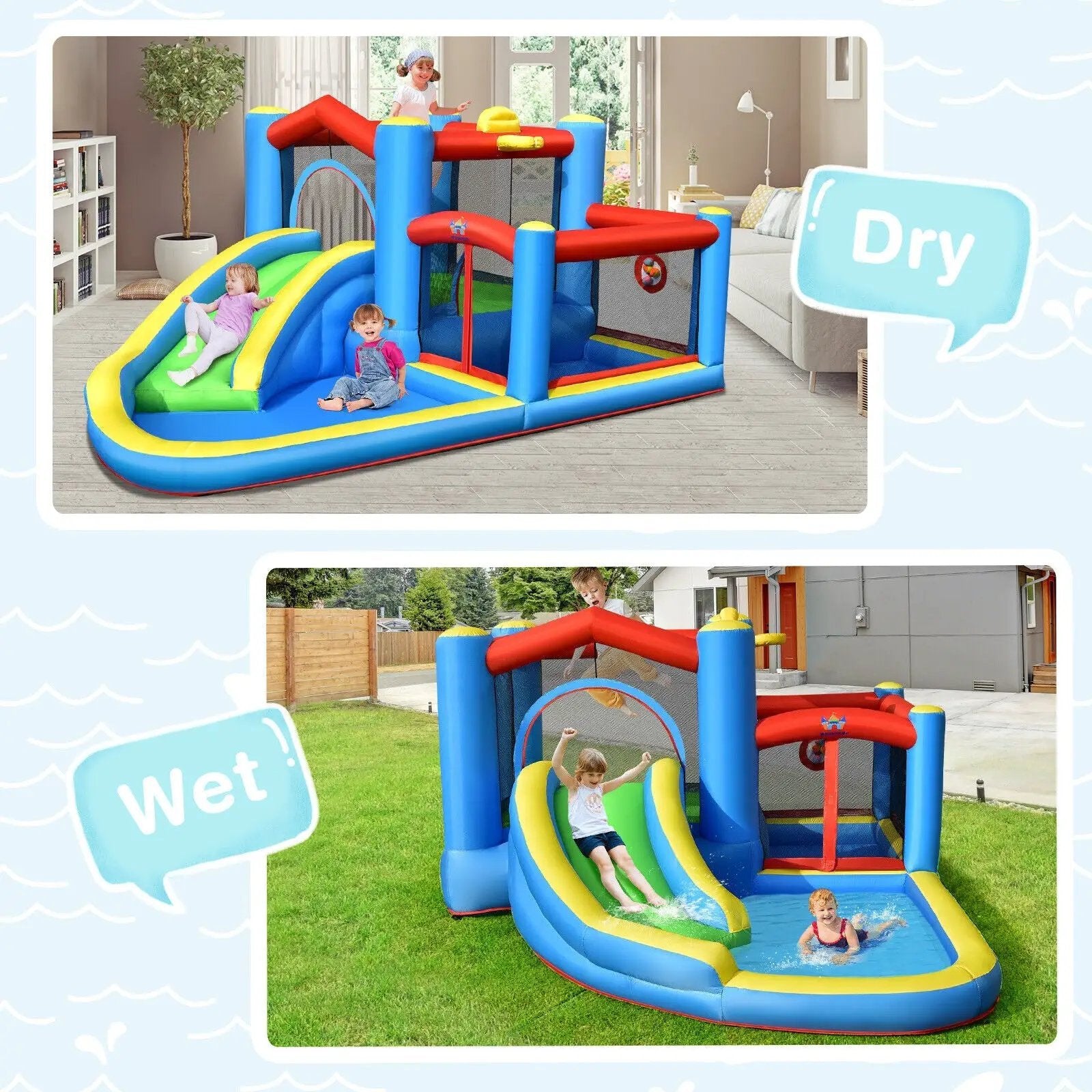 Inflatable Kids Water Slide Outdoor Indoor Slide Bounce Castle without Blower by DirectDeals