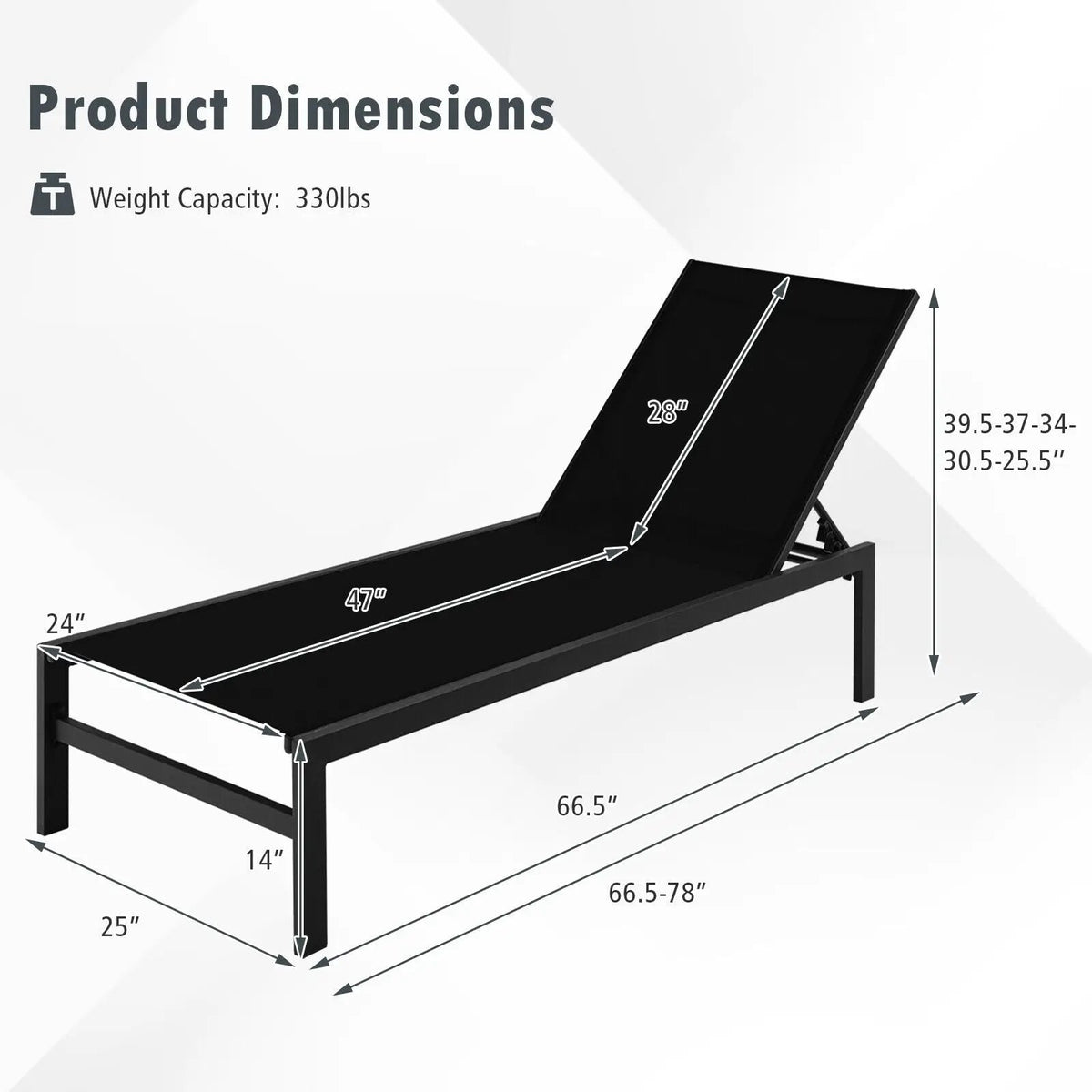6-Position Chaise Lounge Chairs with Rustproof Aluminium Frame, photo 9 of 11