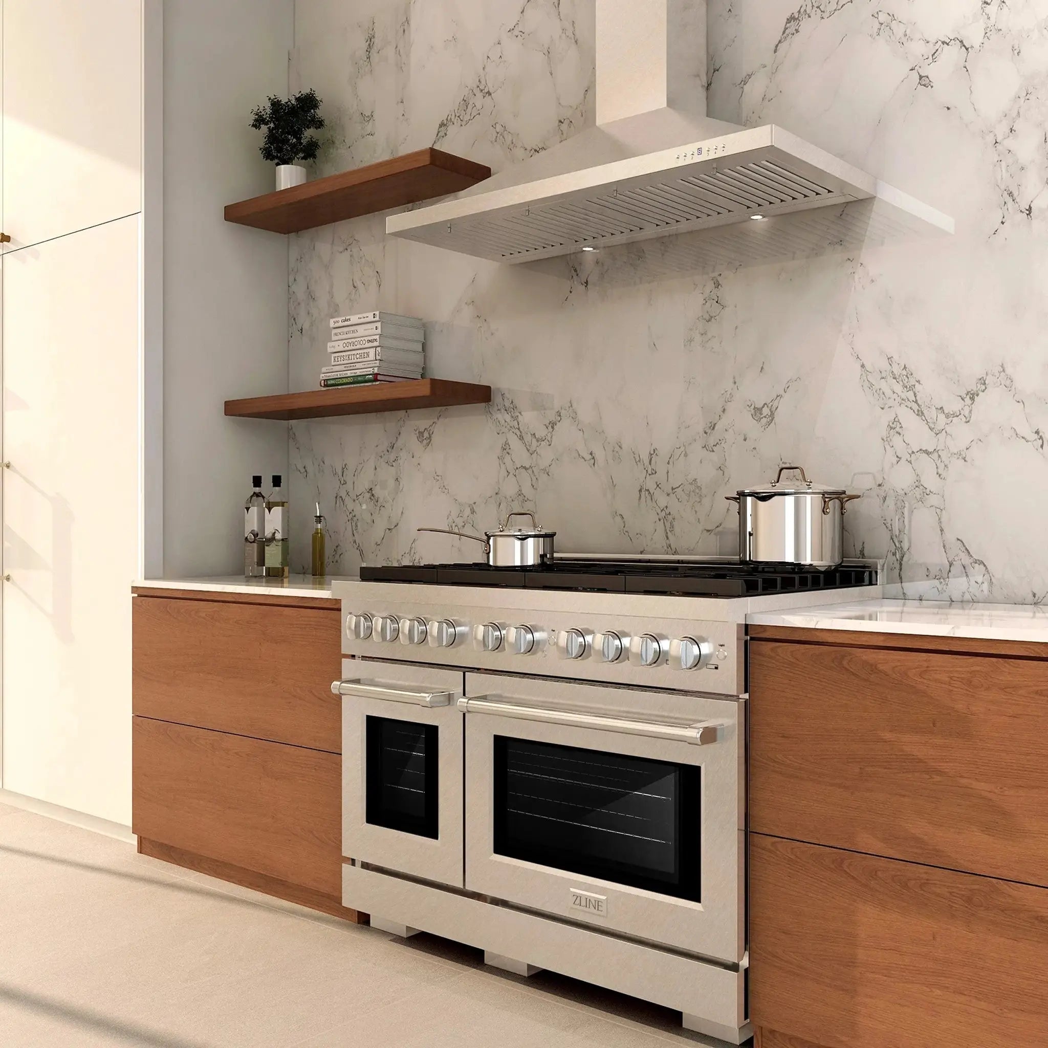 ZLINE 48"Paramount Dual Fuel Range DuraSnow® Stainless Steel SDRS-48 by Farmhouse Kitchen and Bath