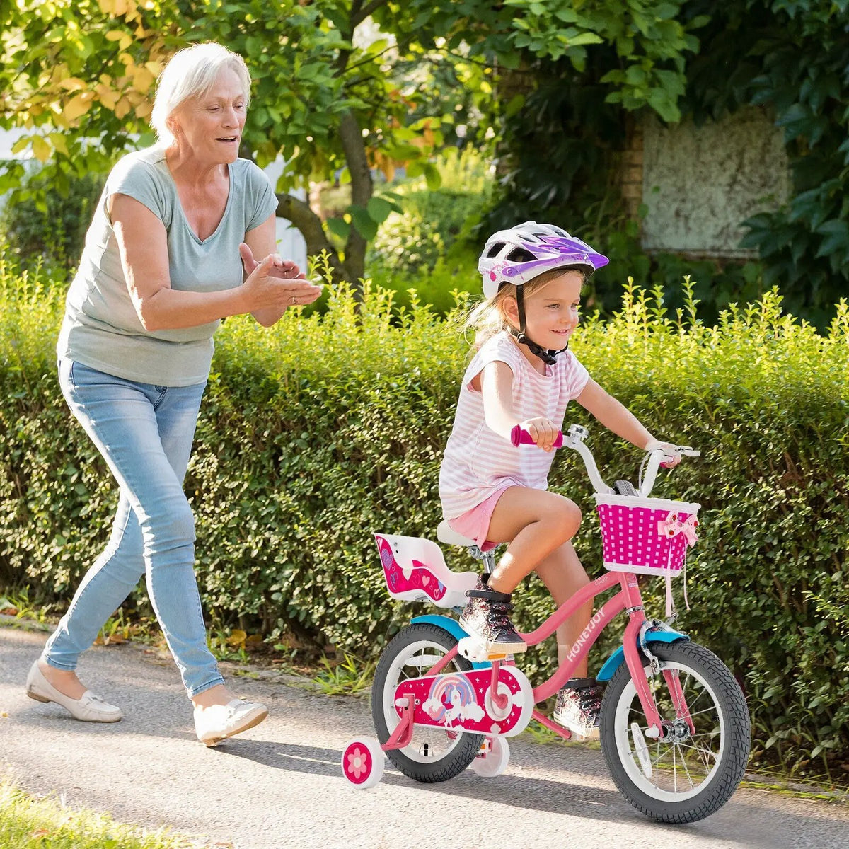 16 Inch Kids Bike with Training Wheels and Storage Basket, photo 2 of 10