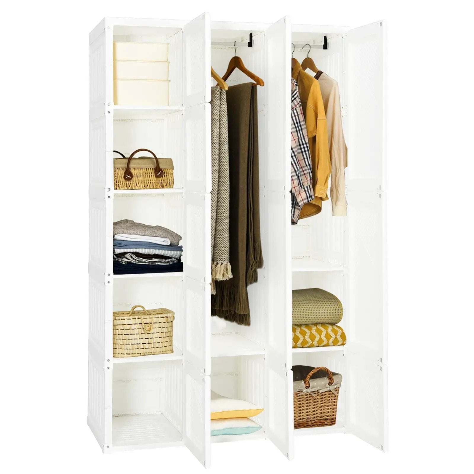 Foldable Armoire Wardrobe Closet with 10 Cubes by DirectDeals