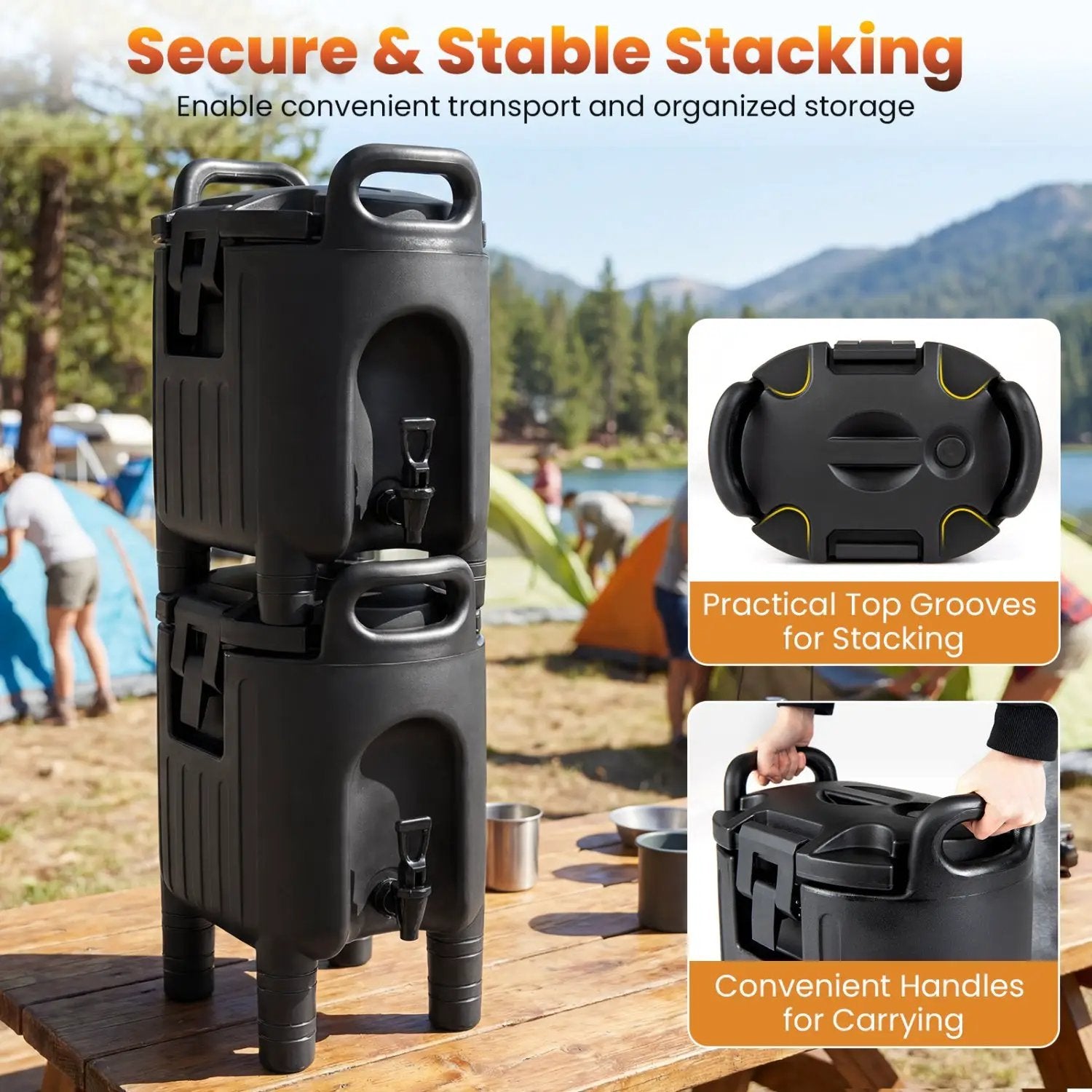 2.6 Gal Insulated Beverage Dispenser with Handles and Two-Stage Faucet by DirectDeals