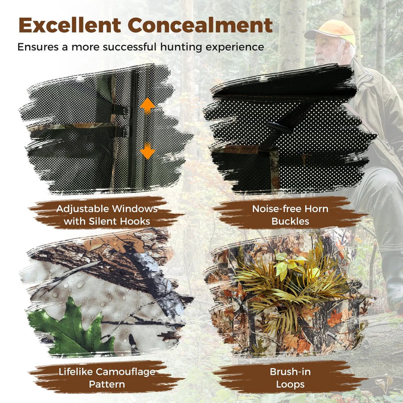 2-6 Person Side-by-Side Hunting Blinds Double One-way See-through Ground Blinds by DirectDeals