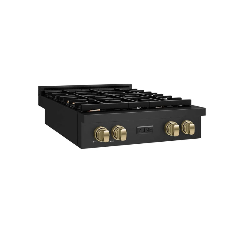 ZLINE 30" Paramount Gas Rangetop Black Stainless Steel Champagne Bronze SRTBZ-30-CB by Farmhouse Kitchen and Bath