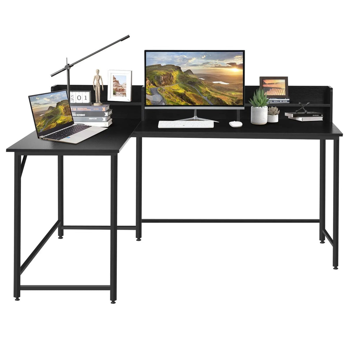 5.5 Inch L-shaped Computer Desk with Bookshelf, photo 15 of 16