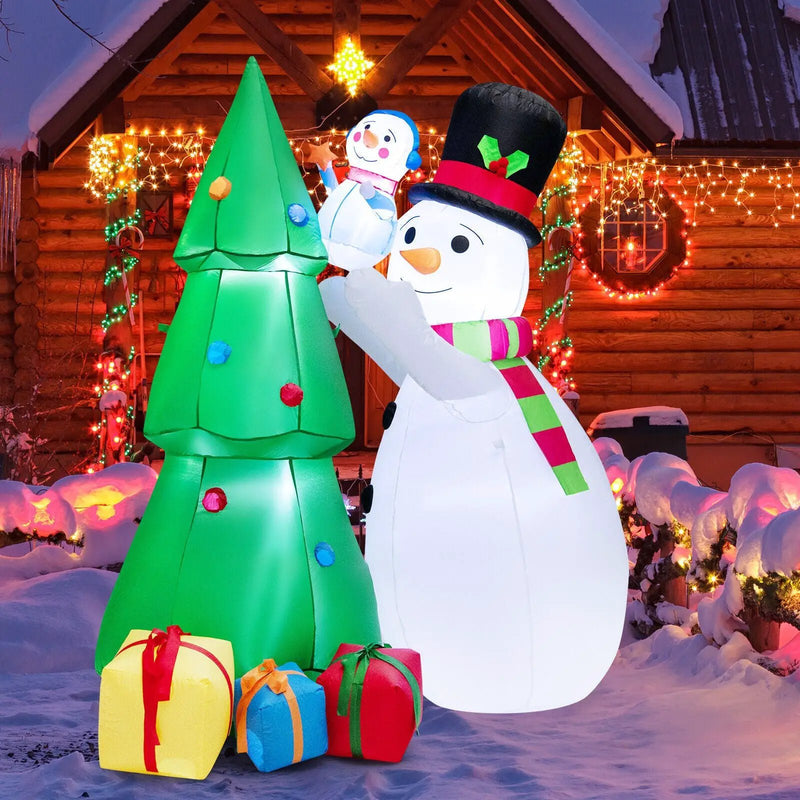 6 Feet Tall Inflatable Christmas Snowman and Tree Decoration Set with LED Lights by DirectDeals