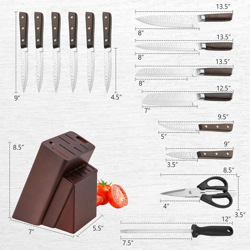 15 Pieces Stainless Steel Knife Set with Ergonomic Handle by DirectDeals