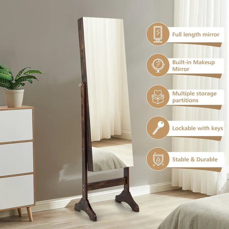 Standing Jewelry Cabinet with Full Length Mirror by DirectDeals