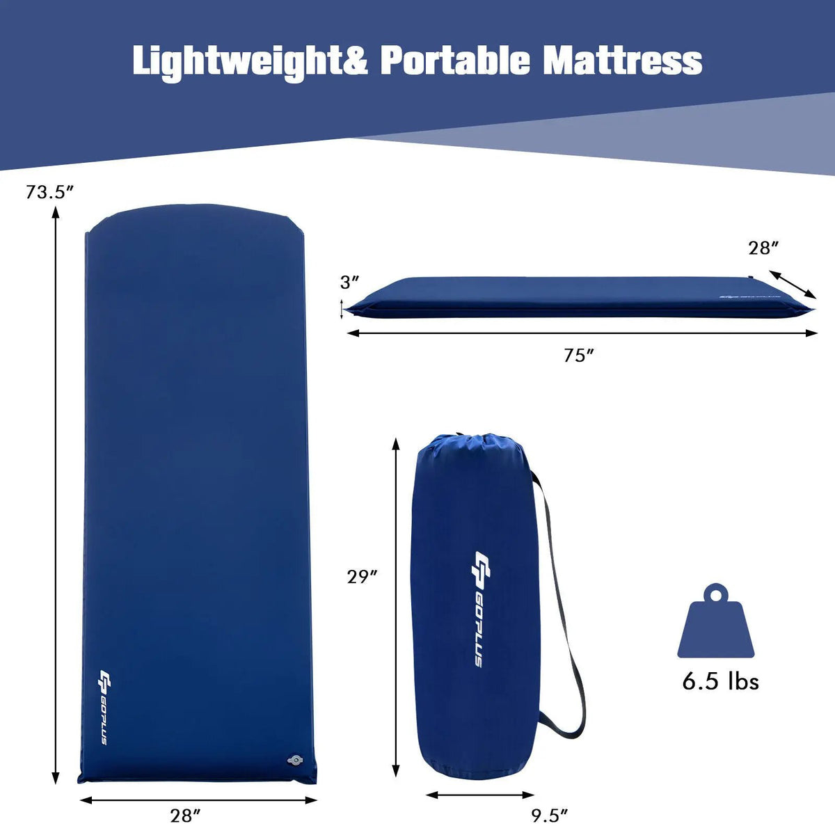 Self-inflating Lightweight Folding Foam Sleeping Cot with Storage bag, photo 4 of 7