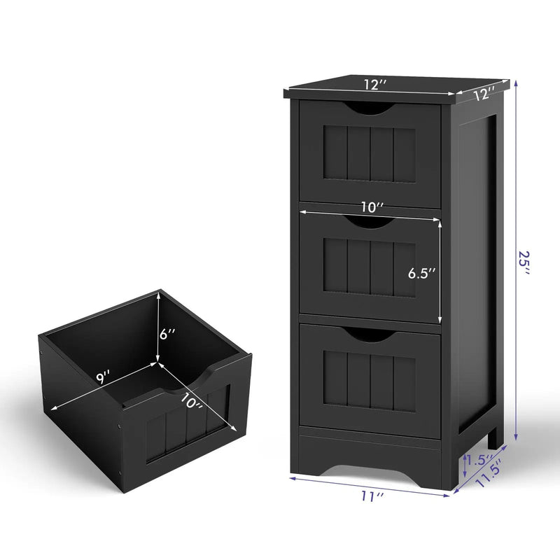 Bathroom Floor Freestanding Storage Organizer with 3 Drawers by DirectDeals