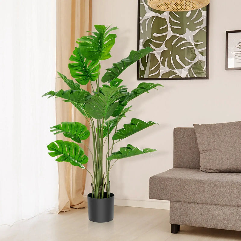 2 Pieces 5 Feet Artificial Monstera Tree Set by DirectDeals
