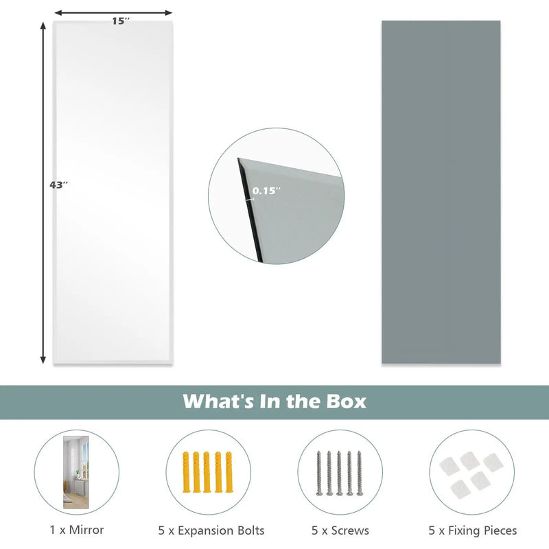43 x 15 Inch Wall Mounted Frameless Full Length Mirror by DirectDeals