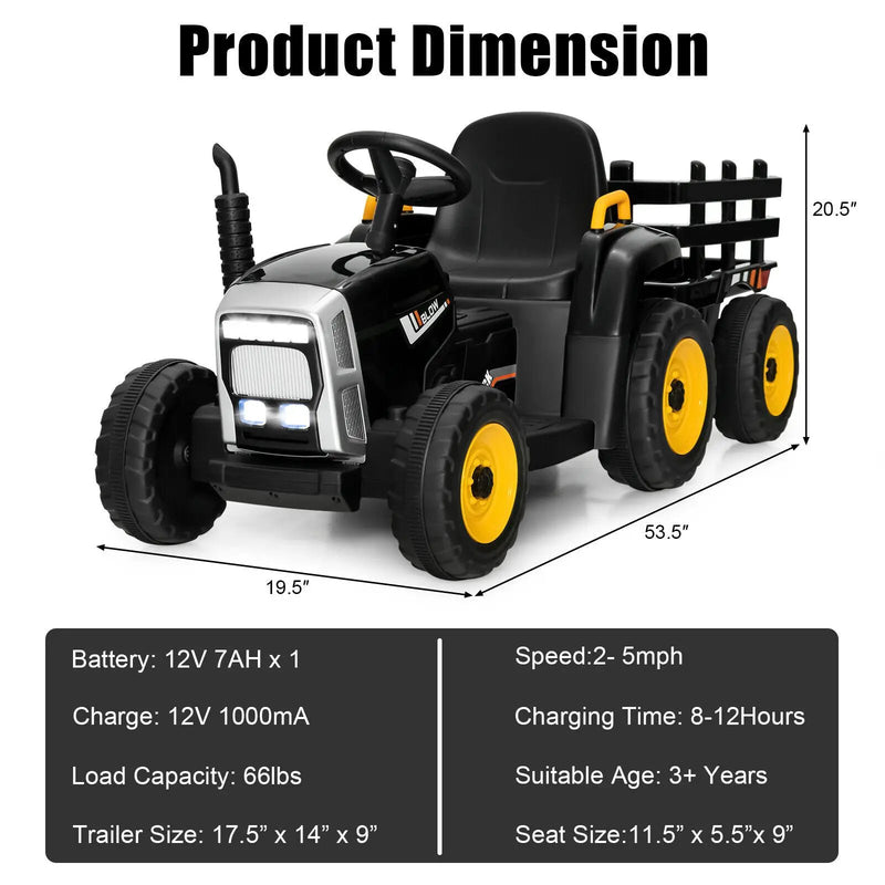 12V Ride on Tractor with 3-Gear-Shift Ground Loader for Kids 3+ Years Old by DirectDeals