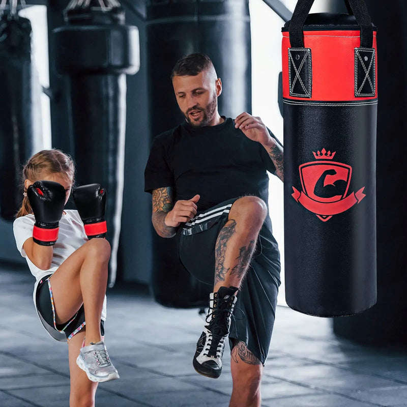 11 Pounds Kids Hanging Punching Bag Set with Punching Gloves-Black by DirectDeals