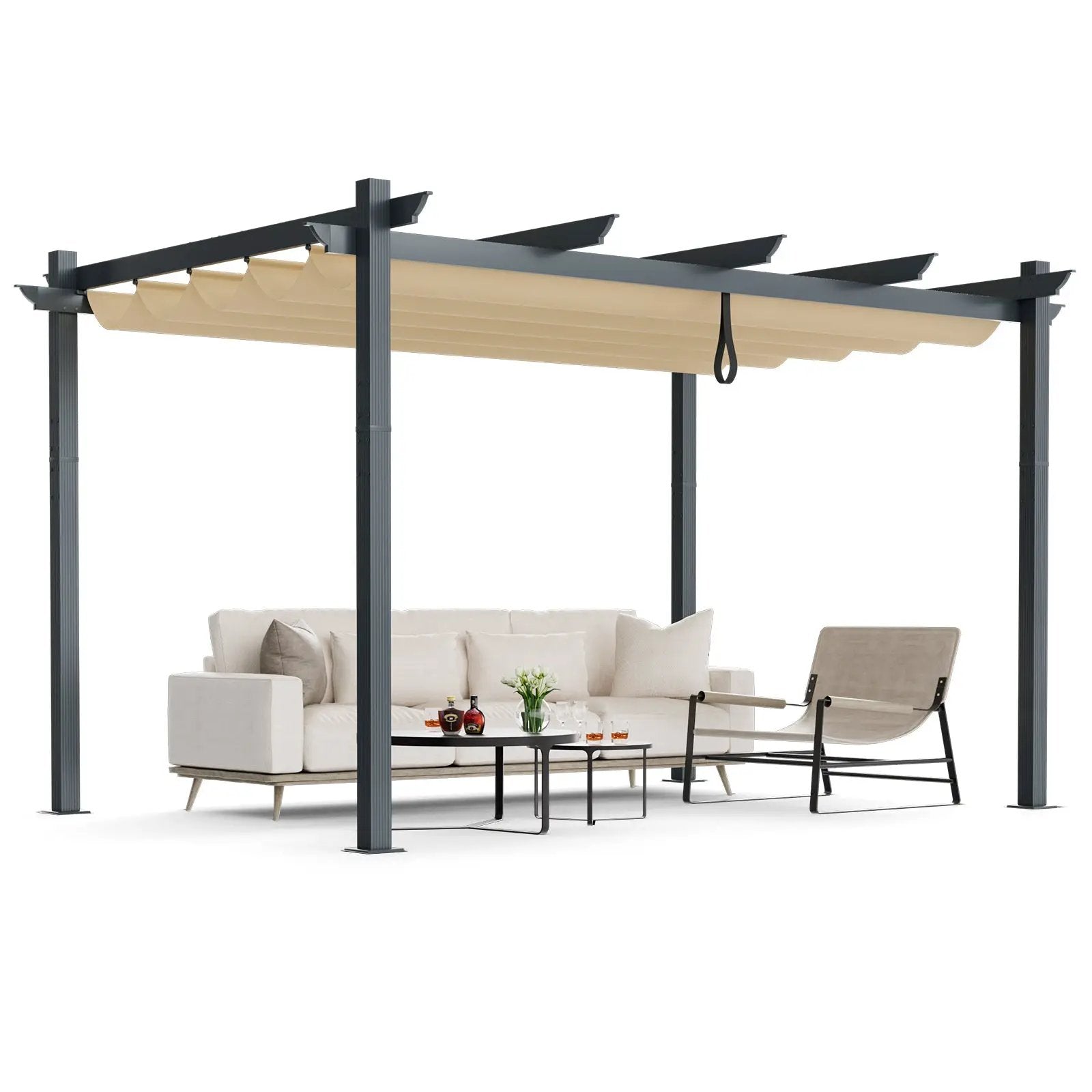 10 x 13 Feet Outdoor Aluminum Retractable Pergola Canopy Shelter by DirectDeals