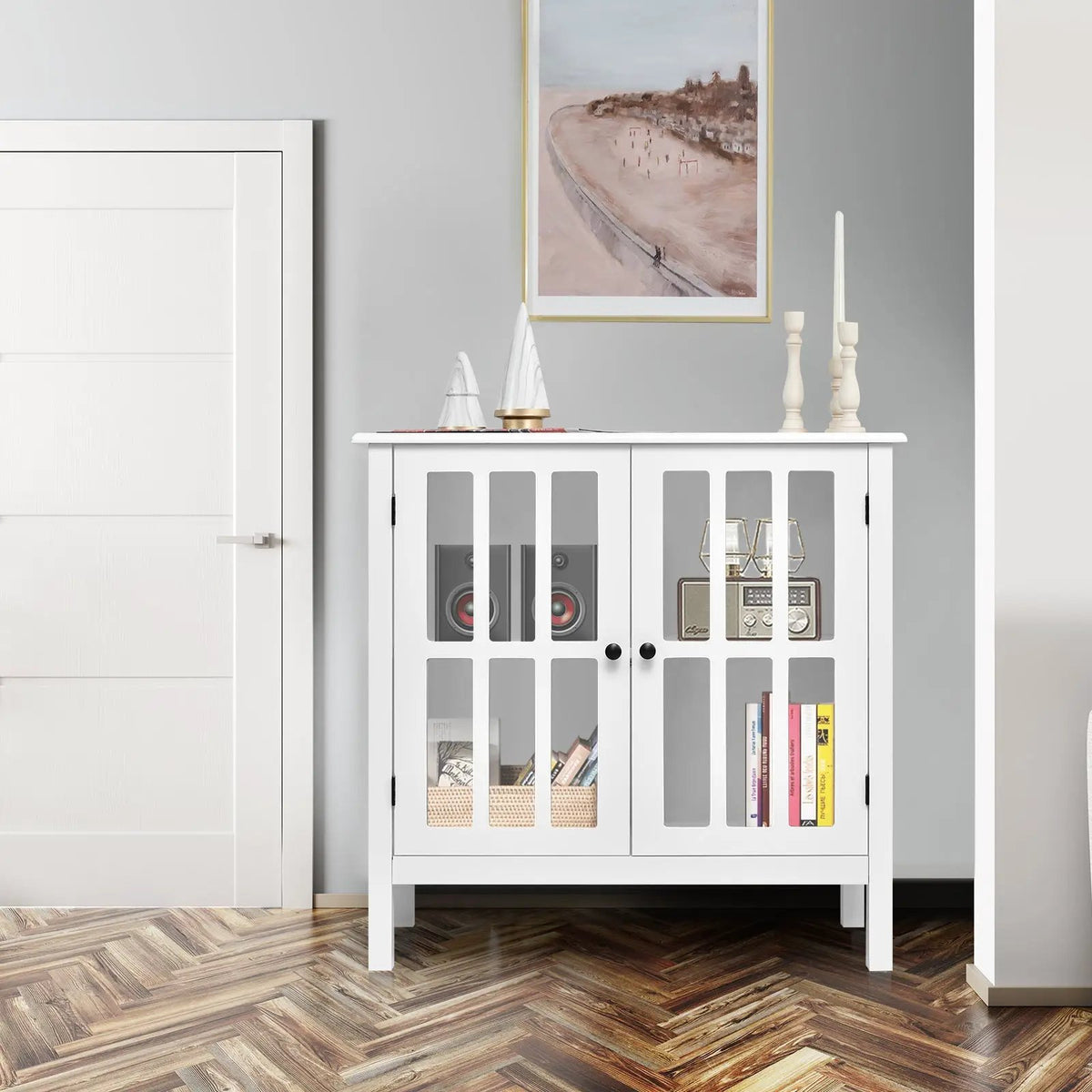 Glass Door Sideboard Console Storage Buffet Cabinet, photo 4 of 32