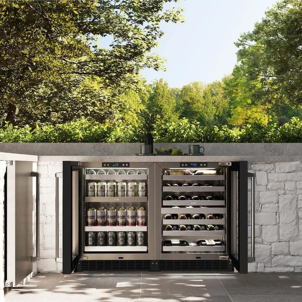 ZLINE 24" Touchstone 151 Can Beverage Fridge Black Matte Glass Door RBSO-BLM-24 by Farmhouse Kitchen and Bath
