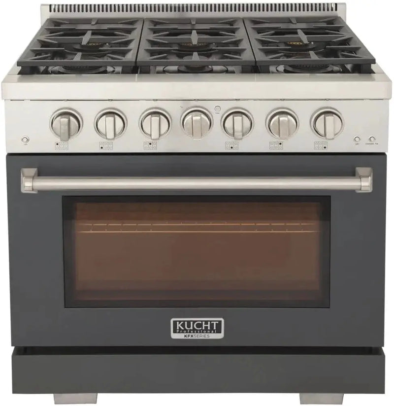 Kucht 36" Freestanding Professional Gas Range KFX3600X-GY by Farmhouse Kitchen and Bath