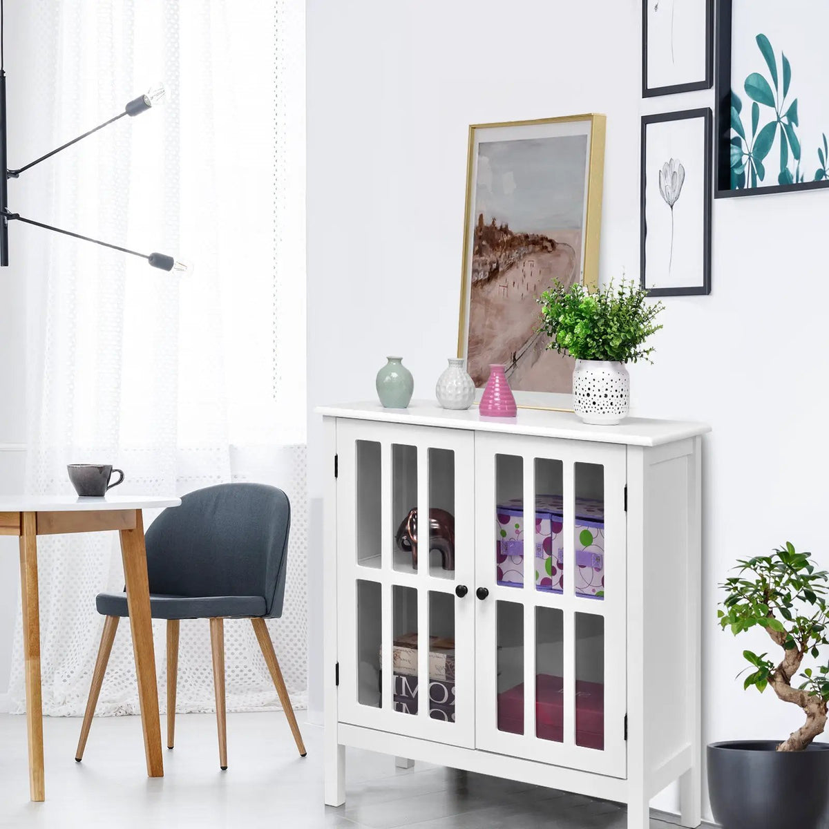 Glass Door Sideboard Console Storage Buffet Cabinet, photo 8 of 32