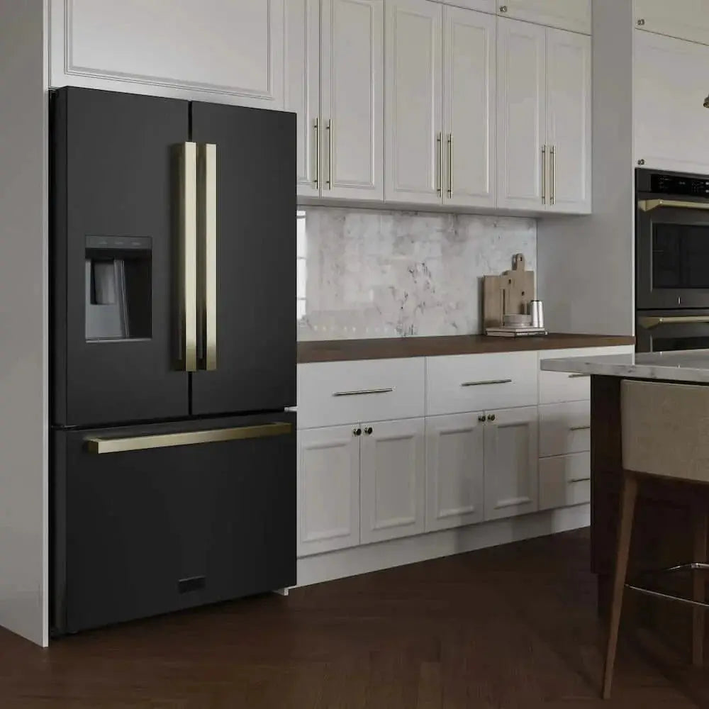 ZLINE 36" Refrigerator, Water, Ice Dispenser, Black Stainless, RSMZ-W36-BS-FCB by Farmhouse Kitchen and Bath