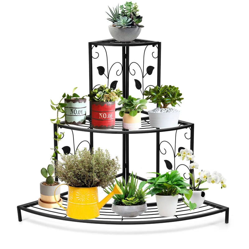 3 Tier Floral Corner Metal Plant Pot Rack by DirectDeals